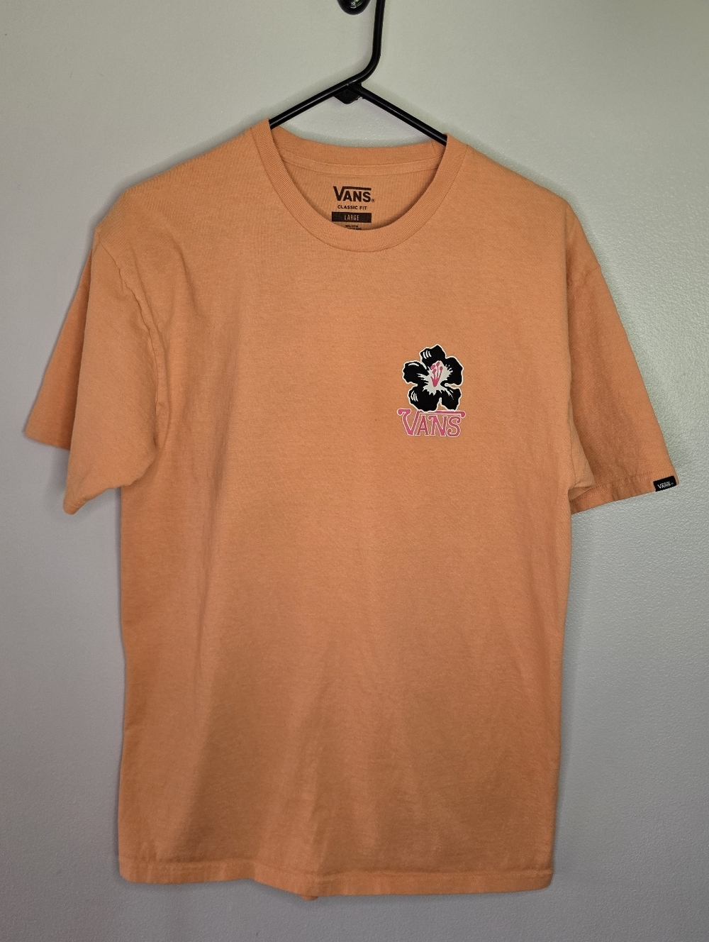 Vans Orange Short-Sleeve Tee with Floral Chest Graphic